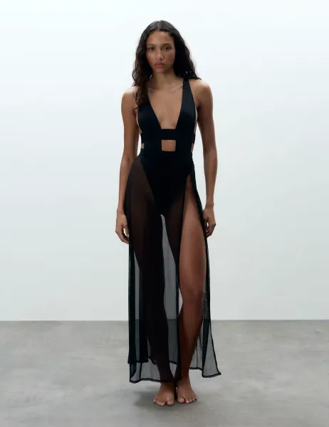 Topaz Long Chemise Black