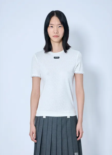Lace-Trim Logo-Patch T-shirt
