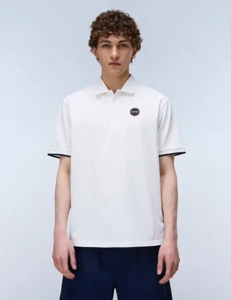Napapijri Pure Cotton Badge Polo Shirt Soft White