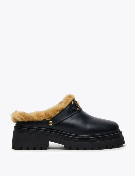 Steve Madden Erba Leather Horsebit Mules Black
