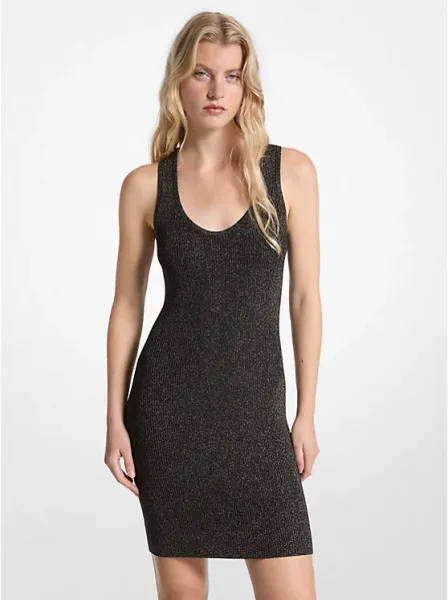 Metallic Ribbed Knit Tank Dress
