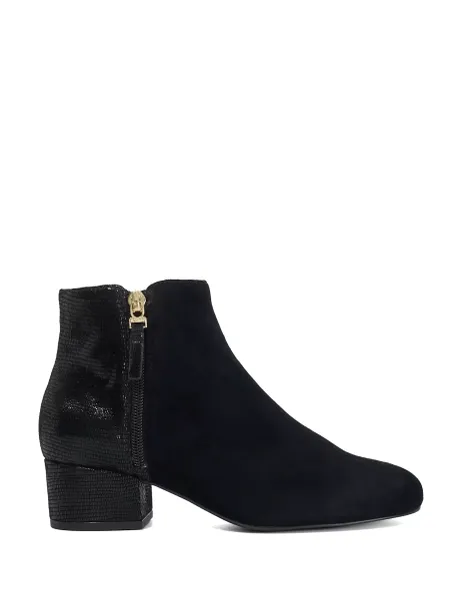Dune London Suede Block Heel Ankle Boots Black
