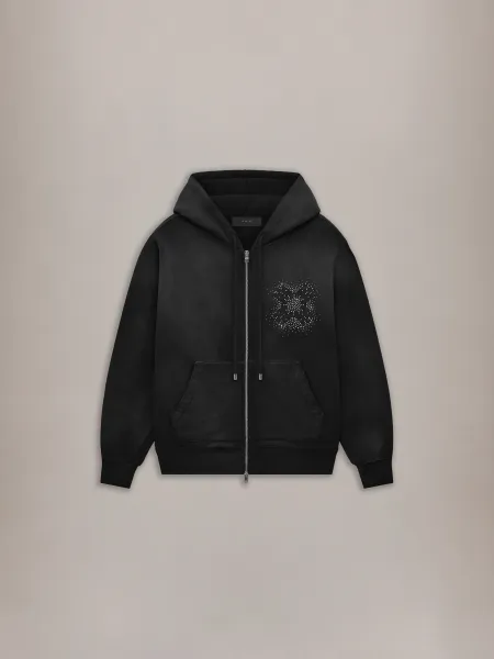 MA QUAD CRYSTAL ZIP HOODIE - Black