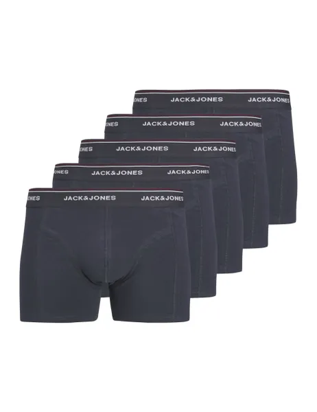Jack & Jones 5 Pack Jersey Logo Waistband Trunks Black Mix
