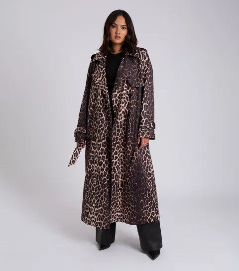 Women's Leopard Print Trench Coat