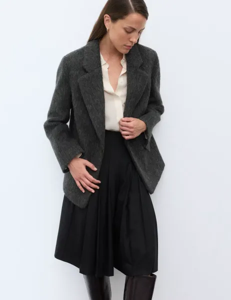 Autograph Wool Rich Brushed Tailored Jacket Dark Grey