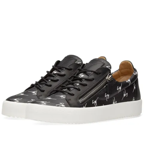 Logo Printed Double Zip Low Sneaker