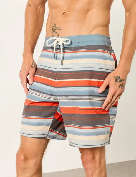 FatFace Striped Swim Shorts Orange Mix