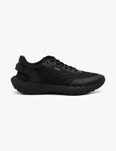 Boss Running trainers with leather trims Black