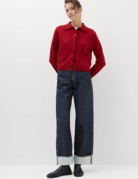 Marks & Spencer High Waisted Wide Leg Turn Up Jeans Indigo Mix