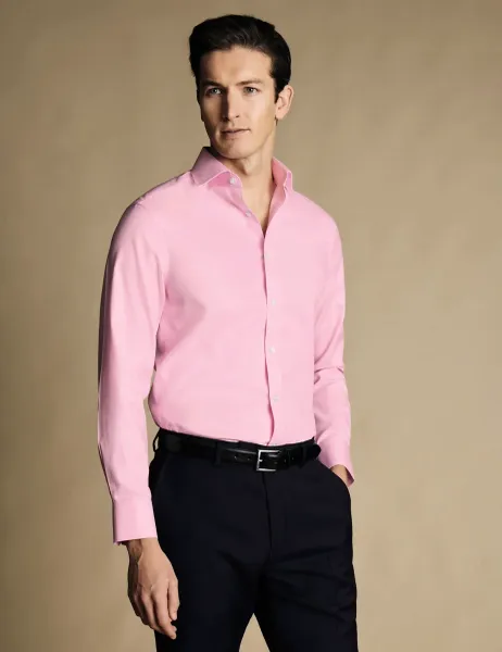 Charles Tyrwhitt Slim Fit Non Iron Pure Cotton Twill Shirt Pink
