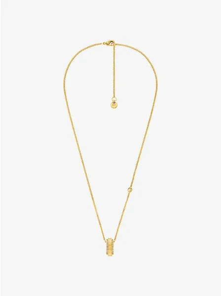 Pavé Gold-Tone Brass Ring Necklace