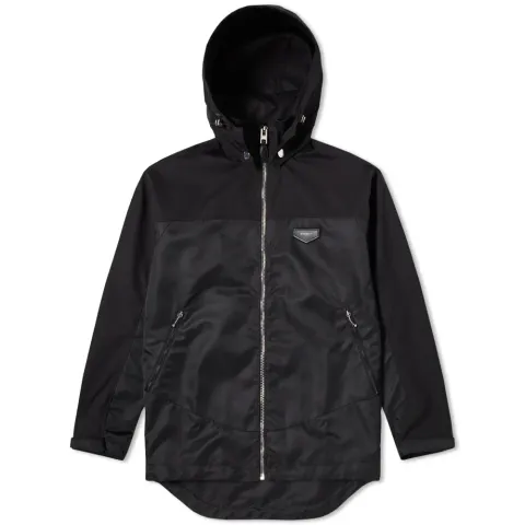 Leather Patch Hooded Jacket