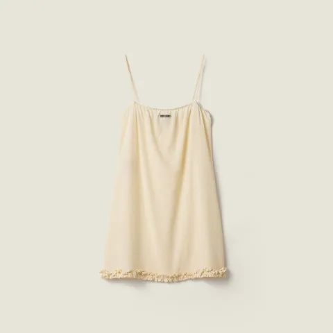 Embroidered marocain crepe dress
