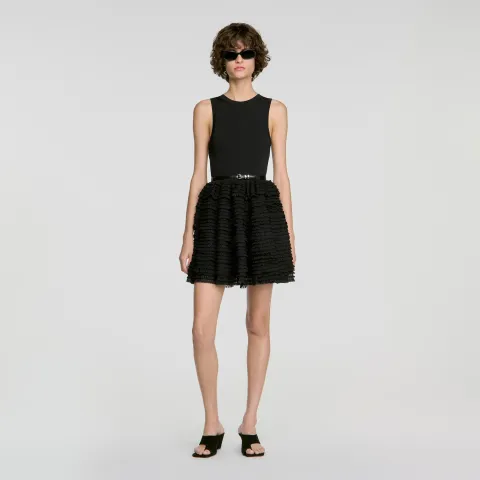 SANDRO Short ruffled lace dress