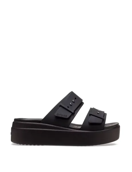 Crocs Brooklyn Buckle Wedge Sandals Black