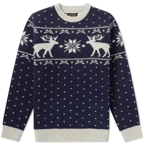 Deer Pattern Crew Knit
