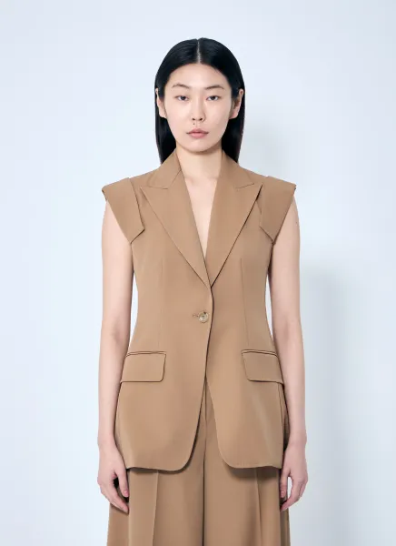 Sleeveless Gabardine Jacket