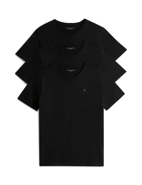 Tommy Hilfiger 3 Pack Signature Pure Cotton Lounge T-Shirts Black