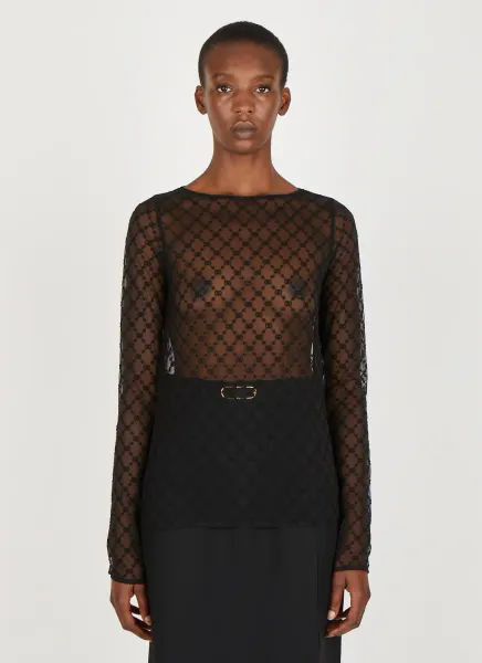 GG Embroidered Tulle Top