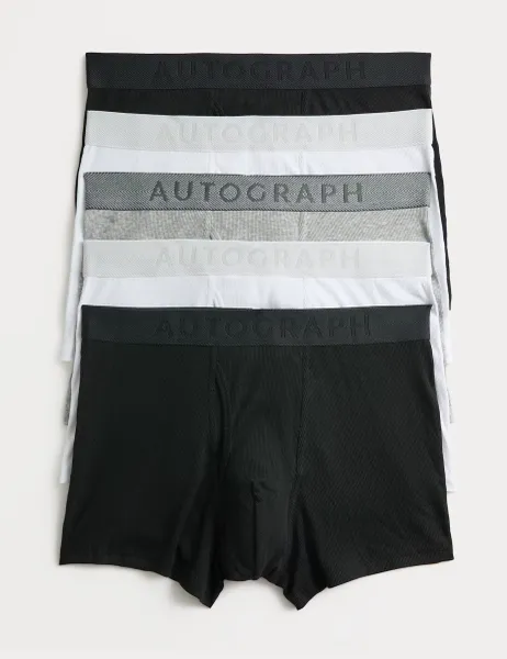 Autograph 5 Pack Cotton Rich Ribbed Stretch Trunks Multi