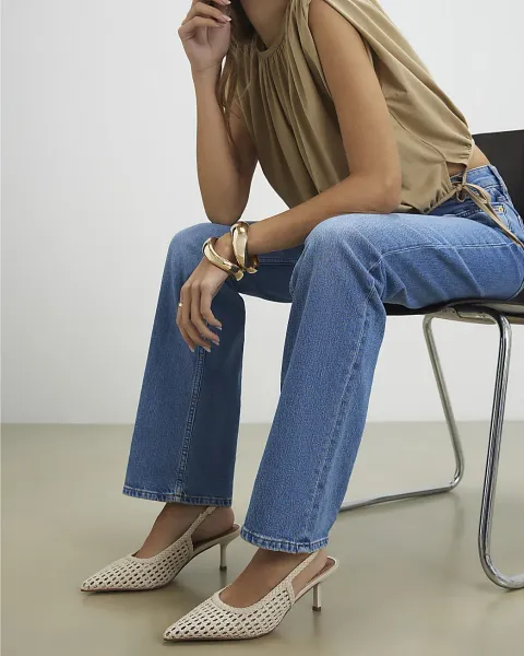 River Island Woven Slingback Court Heels