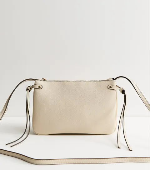 Cream Triple Compartment Crossbody Bag Vegan