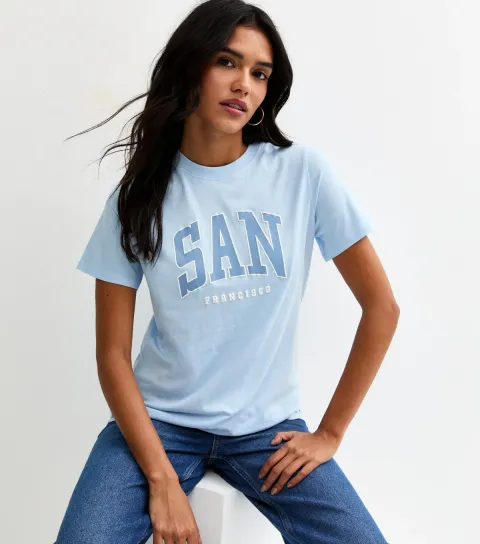 Women's Light Blue Cotton San Francisco Logo T-Shirt