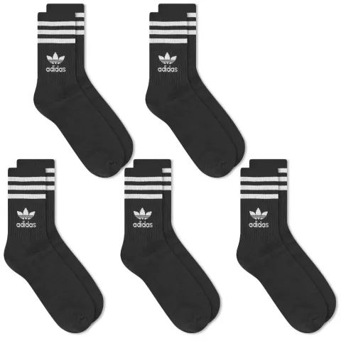 Solid Mid Cut Sock - 5 Pack