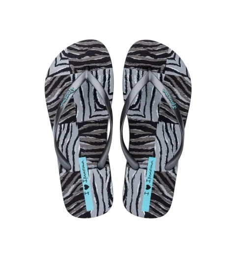 Women's Grey Animal Print Flip Flops