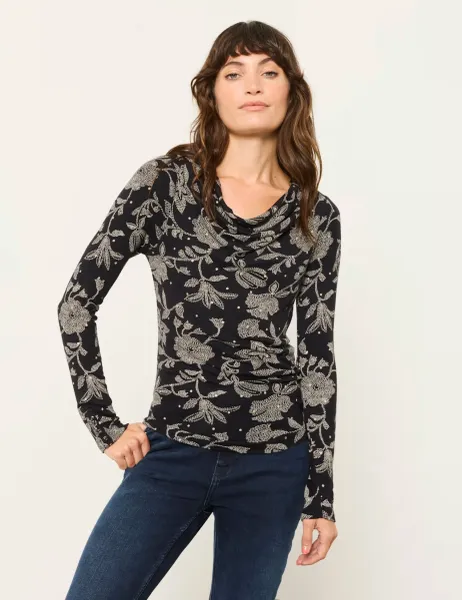 FatFace Ditsy Floral Cowl Neck Blouse