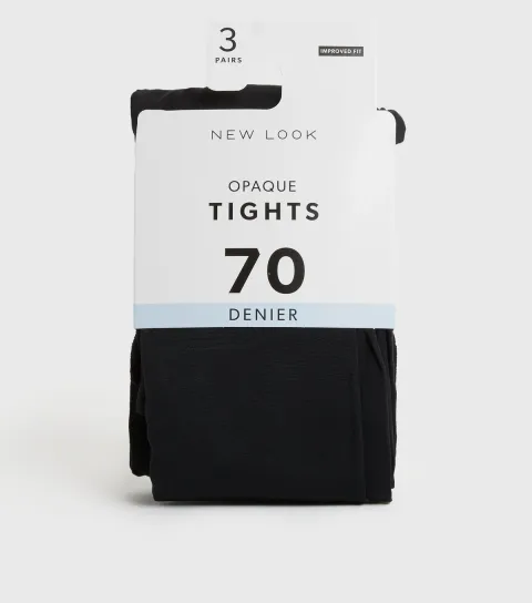 New Look 3 Pack Black 70 Denier Opaque Tights