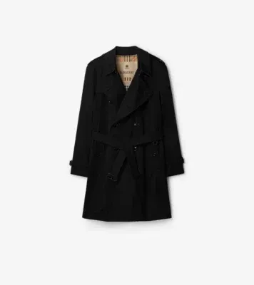 Mid-length Kensington Heritage Trench Coat in Black - Men, Cotton Gabardine