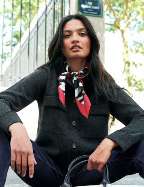 RO&ZO Wool Blend Knitted Relaxed Jacket Charcoal