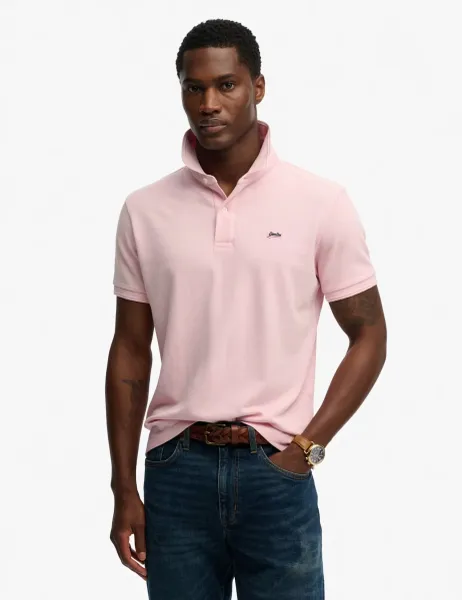 Superdry & Co Pure Cotton Pique Polo Shirt Pink