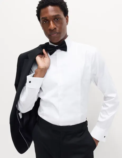 Marks & Spencer Regular Fit Luxury Cotton Double Cuff Dress Shirt White