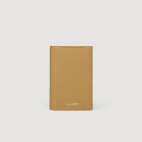 Grained leather card holder