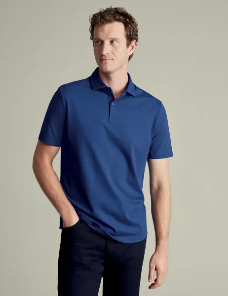 Charles Tyrwhitt Cotton Rich Pique Polo Shirt Blue