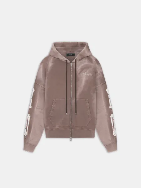WOMEN - WOMEN'S BONES STUDDED ZIP HOODIE - Dark Brown