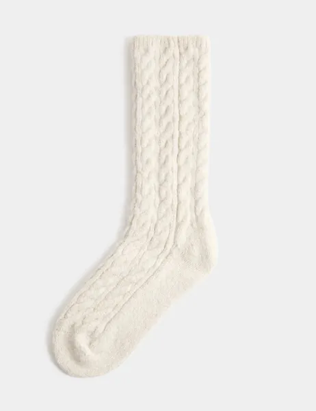 Marks & Spencer Cable Knit Crew Socks Oatmeal