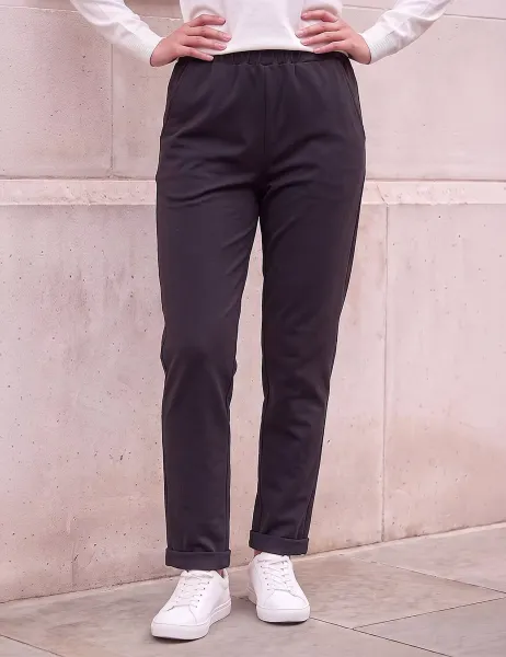 Roman Petite Turn Up Slim Fit Trousers Black