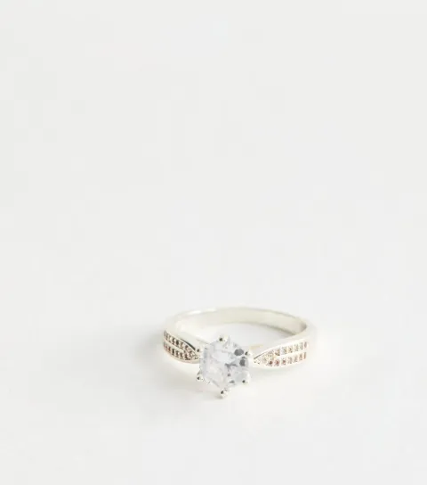 Silver Tone Cubic Zirconia Ring