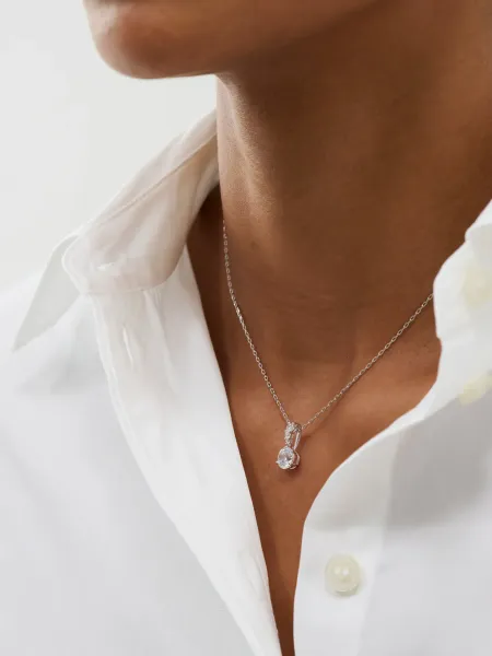 Swarovski SOLITAIRE:PENDANT 7MM CZWH/RHS (Silver)