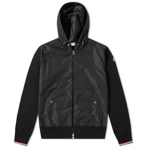Nylon Front Zip Hooded Knit