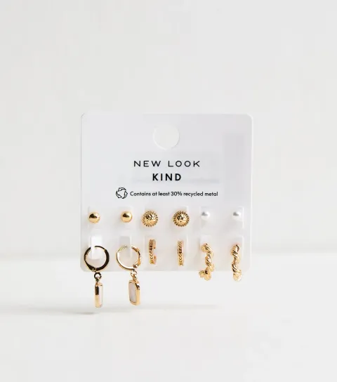 Pack of 6 Gold Tone Mixed Stud and Hoop Earrings