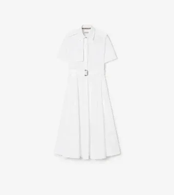 Cotton Poplin Shirt Dress in Optic white