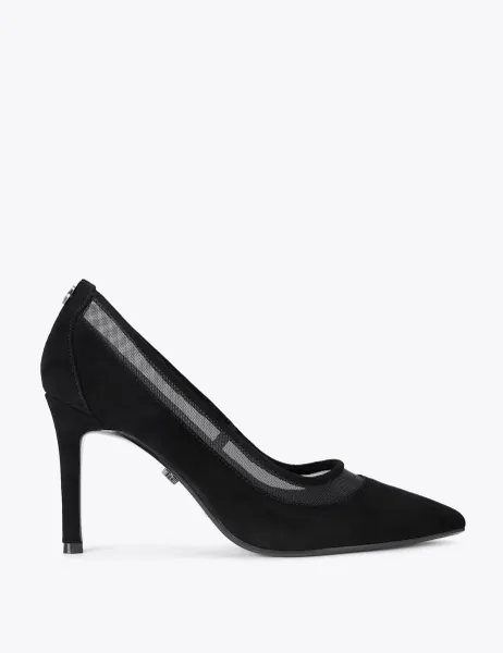 Carvela Suede Stiletto Heel Court Shoes Black