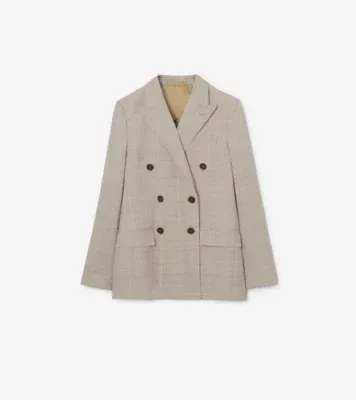 Check Wool Tailored Jacket in Cloudy white/mountain green