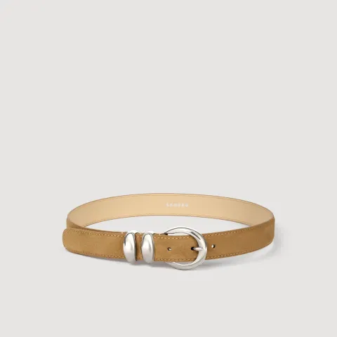 Leather belt with metal buckle