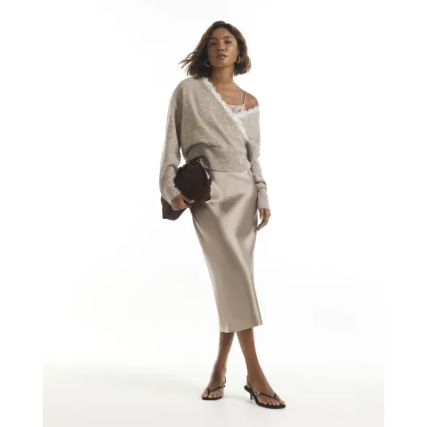River Island Lace Trim Cardigan 2 In 1 Midi Dress